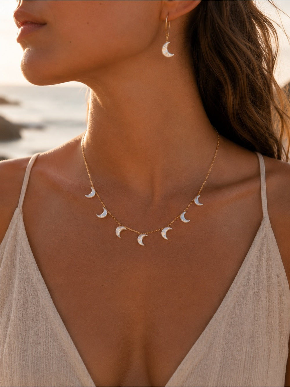 Freshwater Pearl Moon Necklace - Made to Order
