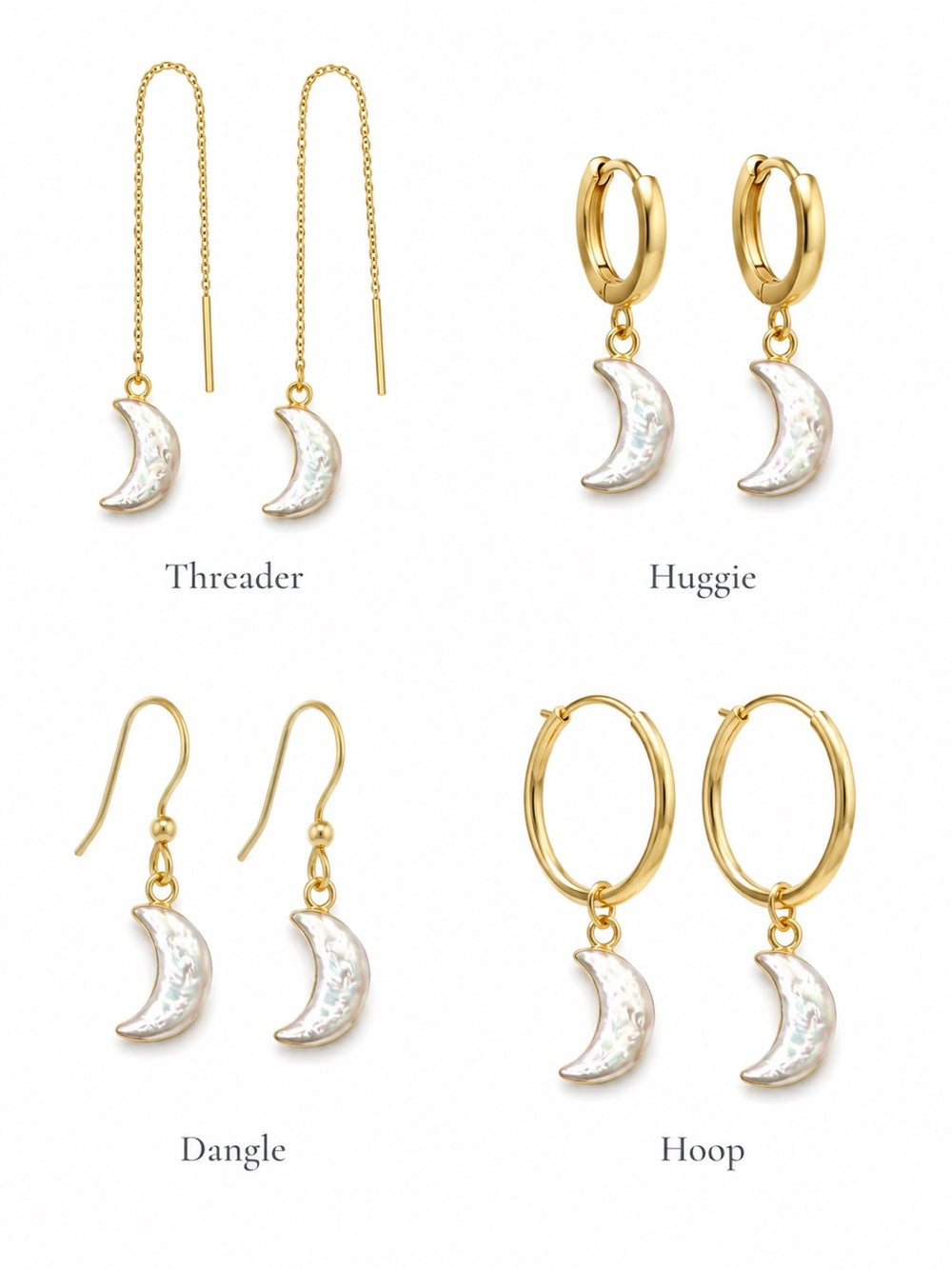 Freshwater Pearl Moon Earrings - Made to Order