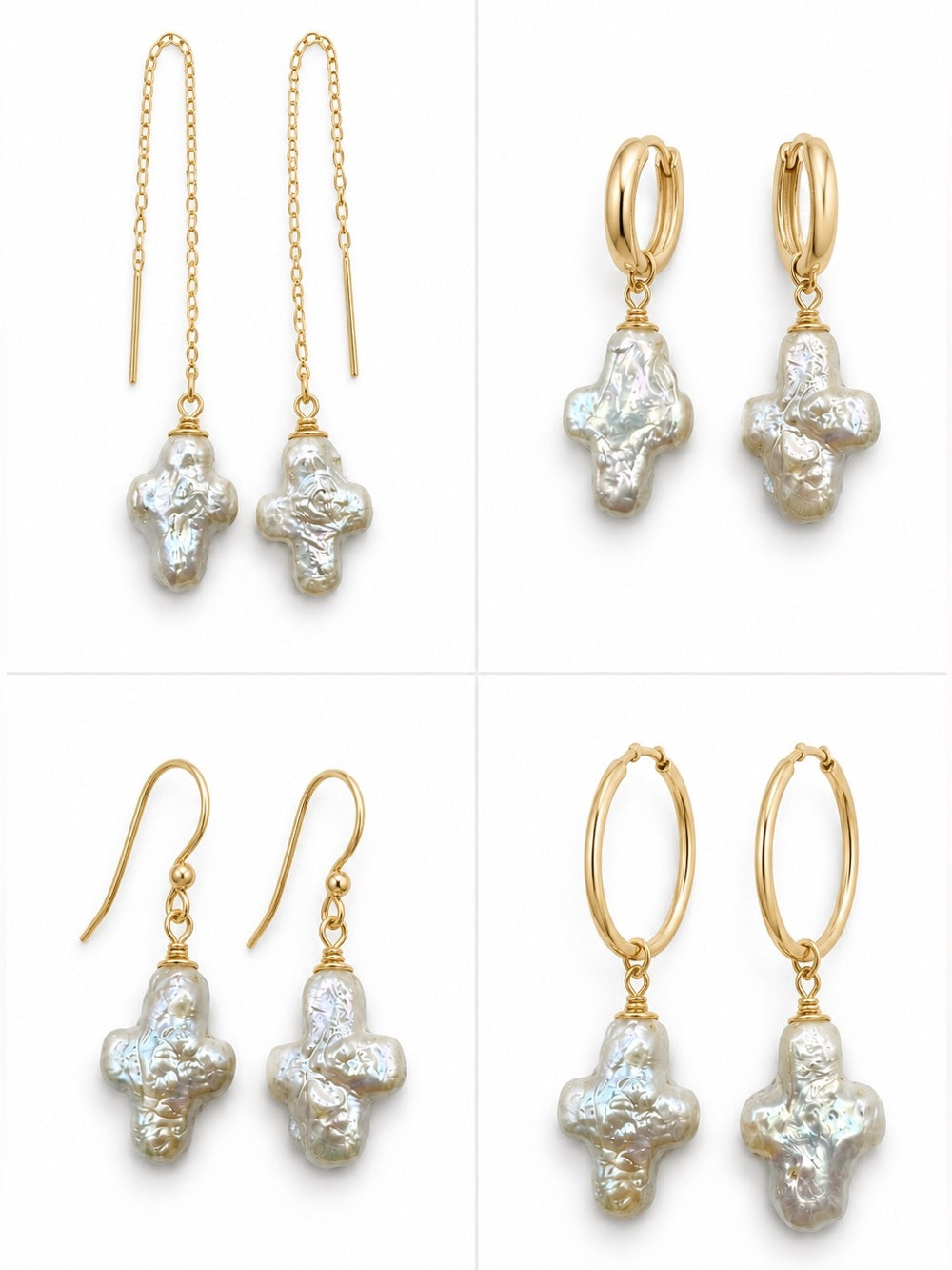Freshwater Pearl Cross Earrings - Made to Order