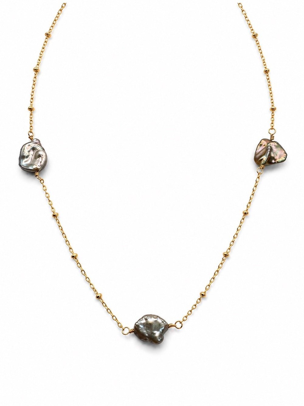 Keshi Freshwater Pearl Satellite Stationary Necklace