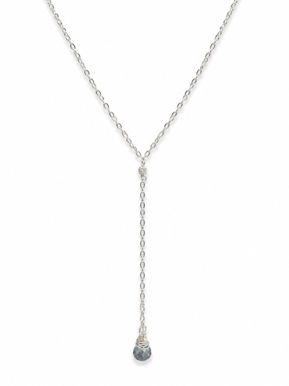 N11337 Aquamarine Moss Lariat Necklace