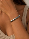 Silver Rectangular Beaded Bracelet/Anklet - Made to Order