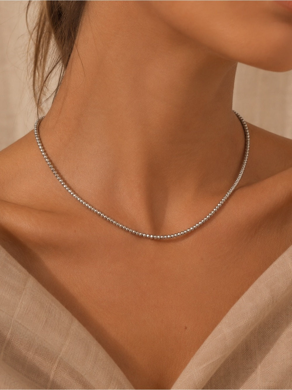 Silver Faceted Custom Beaded Necklace