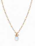 Sandy Pearl & Moonstone Drop Necklace