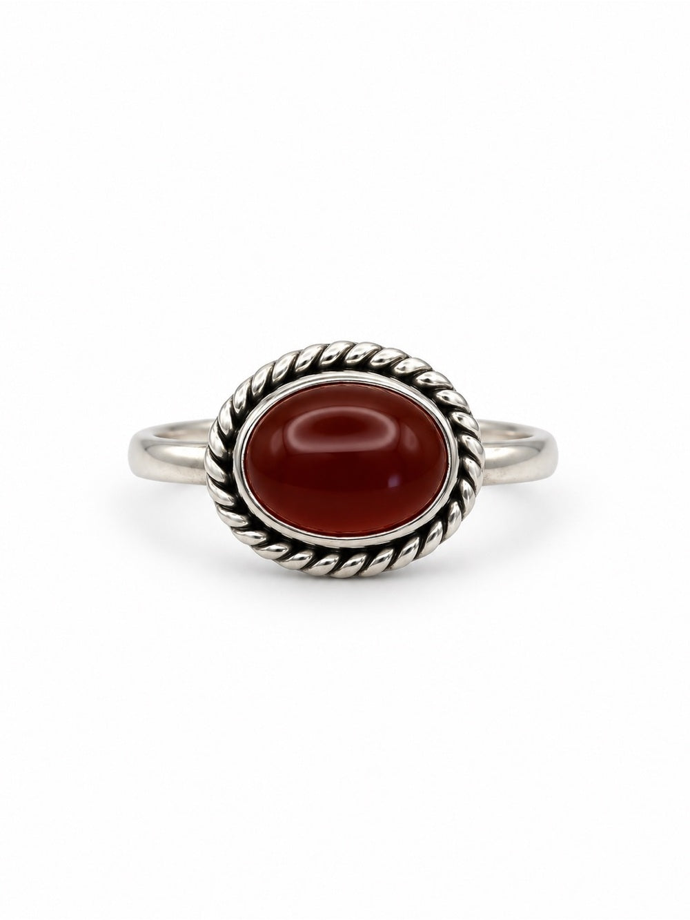 Carnelian Braided East West Ring