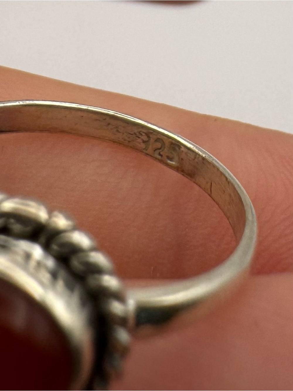 Carnelian Braided East West Ring