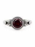 Garnet Round Vintage Style Ring (S925)