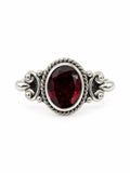 Garnet Oval Vintage Style Ring (S925)