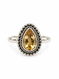 Citrine Pear Ring (S925)