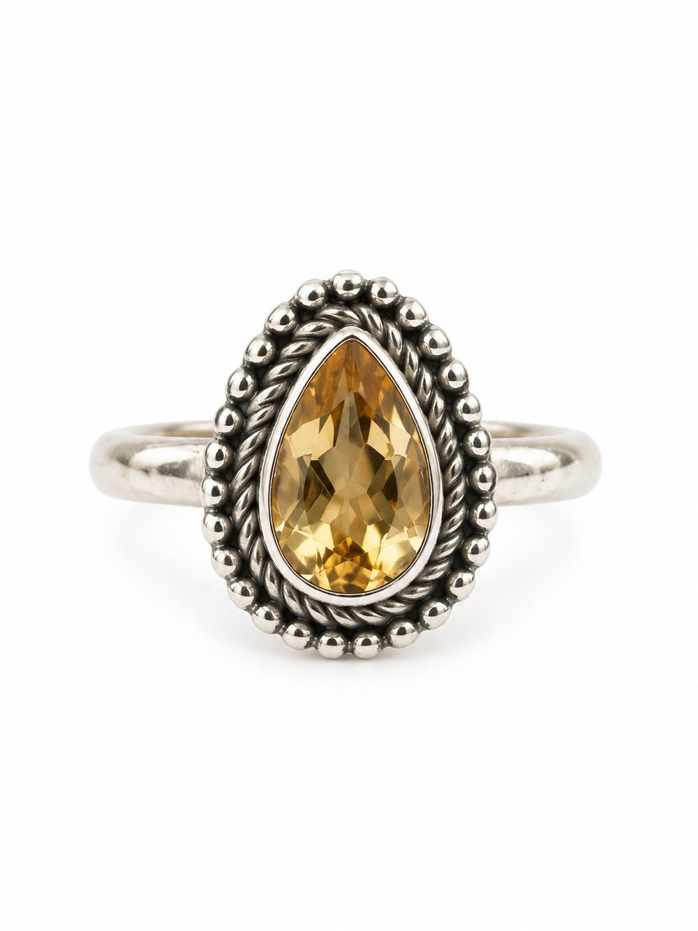 Citrine Pear Ring (S925)