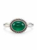 Green Chalcedony Braided East West Ring