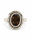 Smokey Quartz Oval Framed Ring (S925)