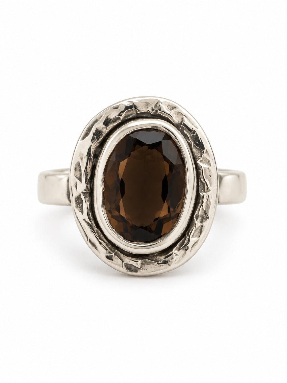 Smokey Quartz Oval Framed Ring (S925)