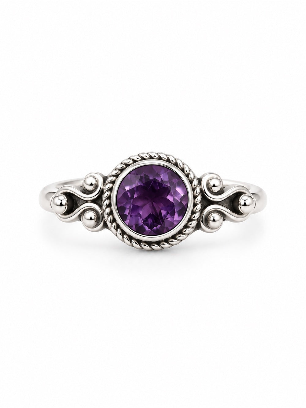 Amethyst Round Vintage Style Ring
