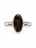 Smokey Quartz Elongated Oval Ring (S925)
