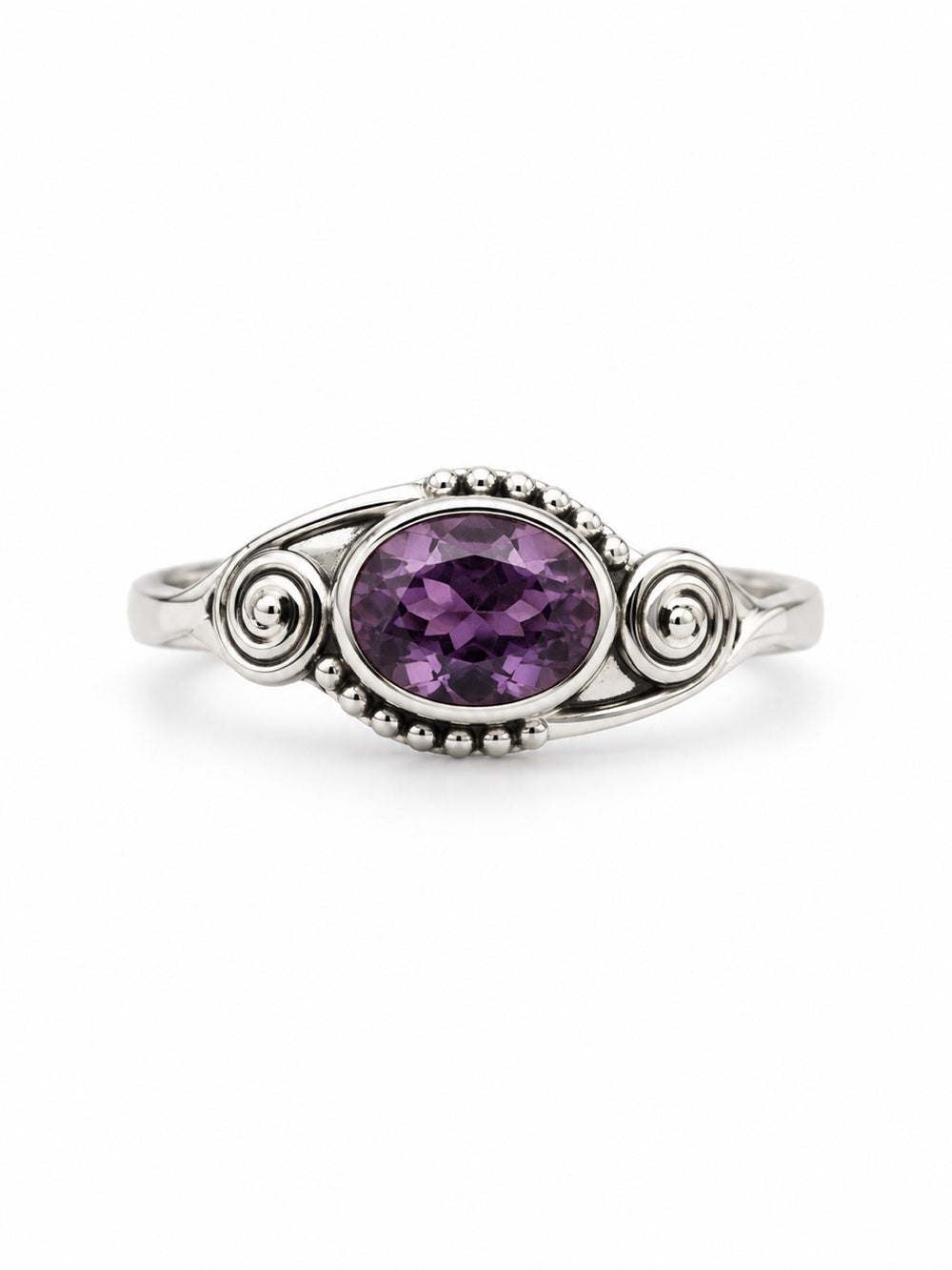 Amethyst Double Spiral Ring