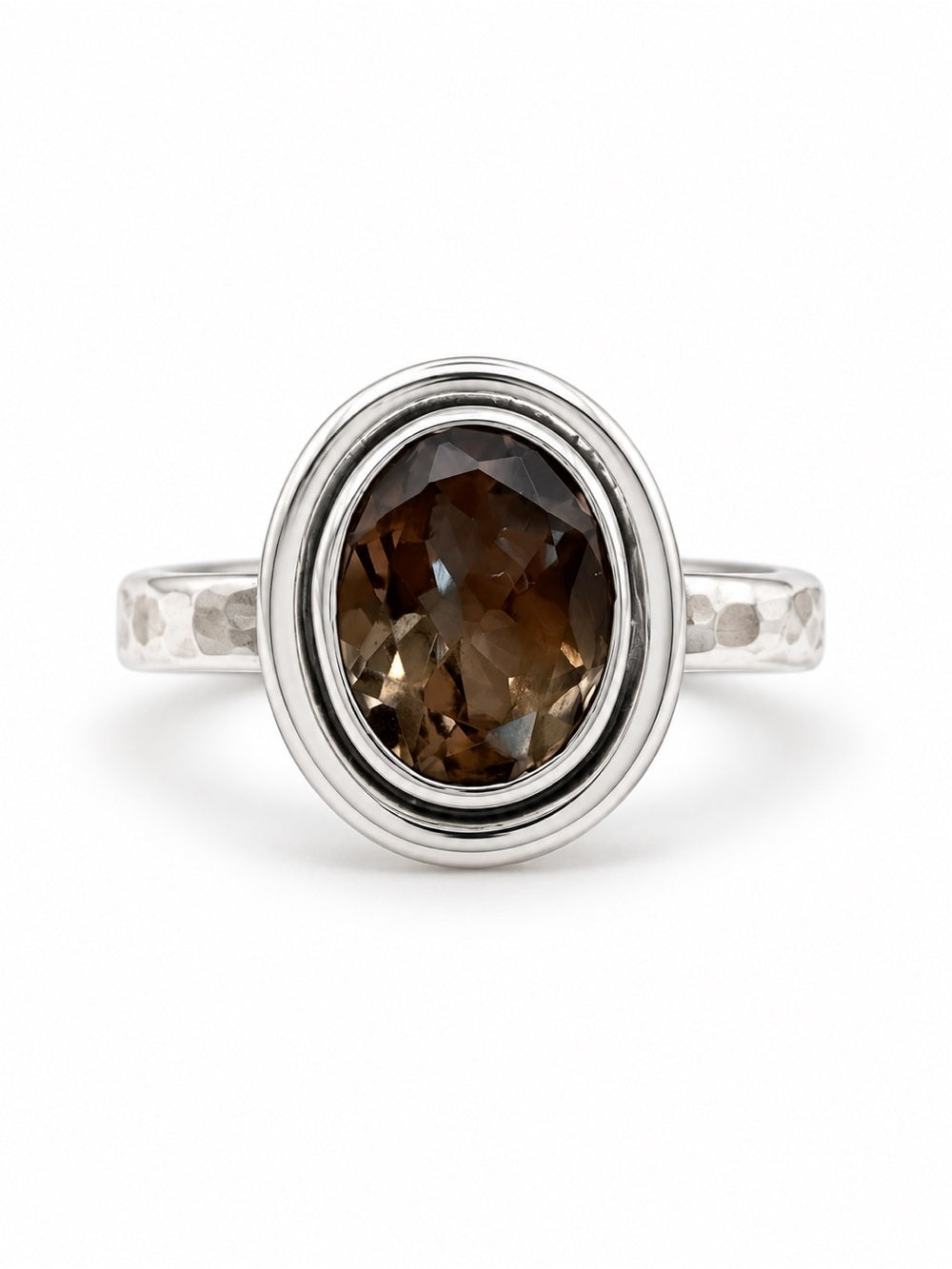 Smokey Quartz Oval Ring (S925)