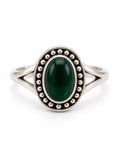 Green Chalcedony Beaded Oval Ring