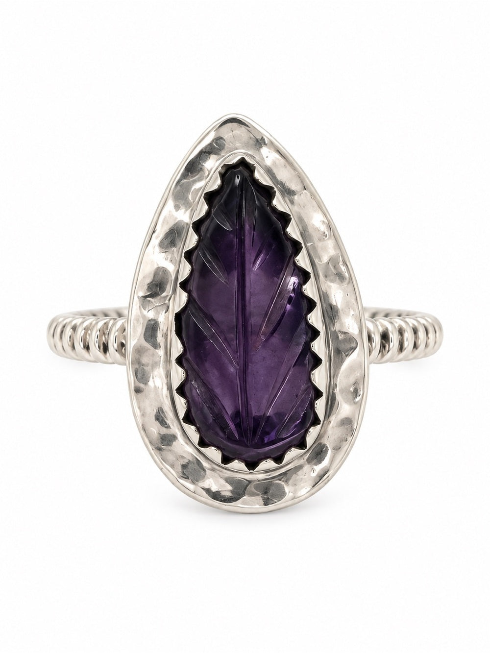 Amethyst Leaf Ring (S925)