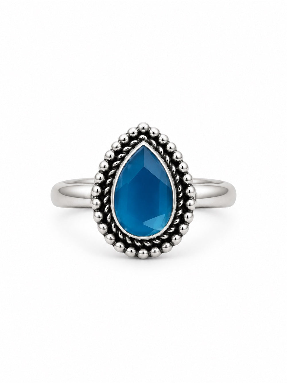 Blue Cabachon Teardrop Ring
