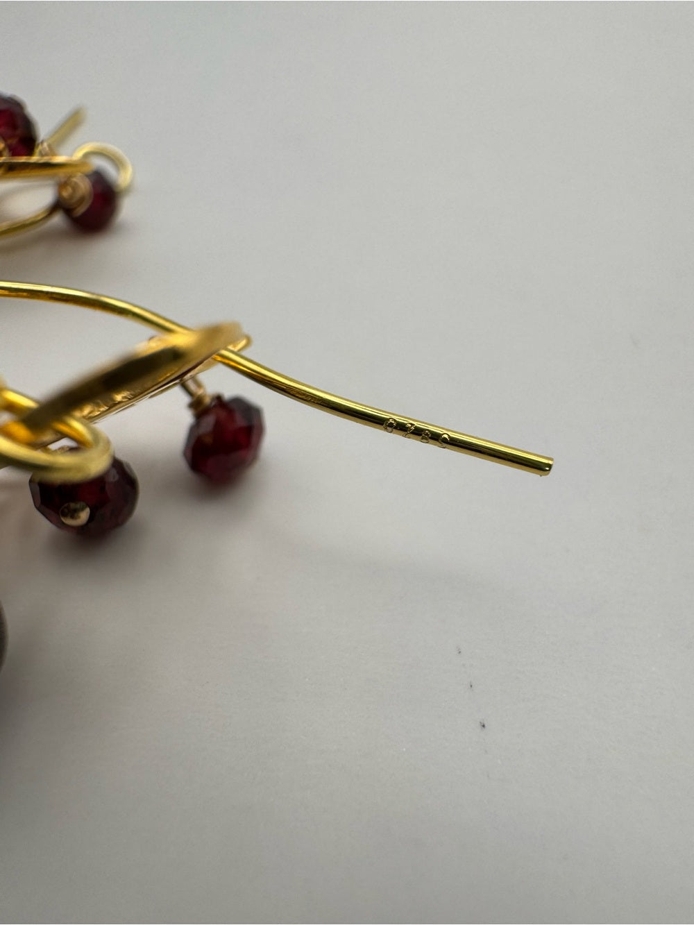 AWHK40 Garnet Fan Hook Earrings