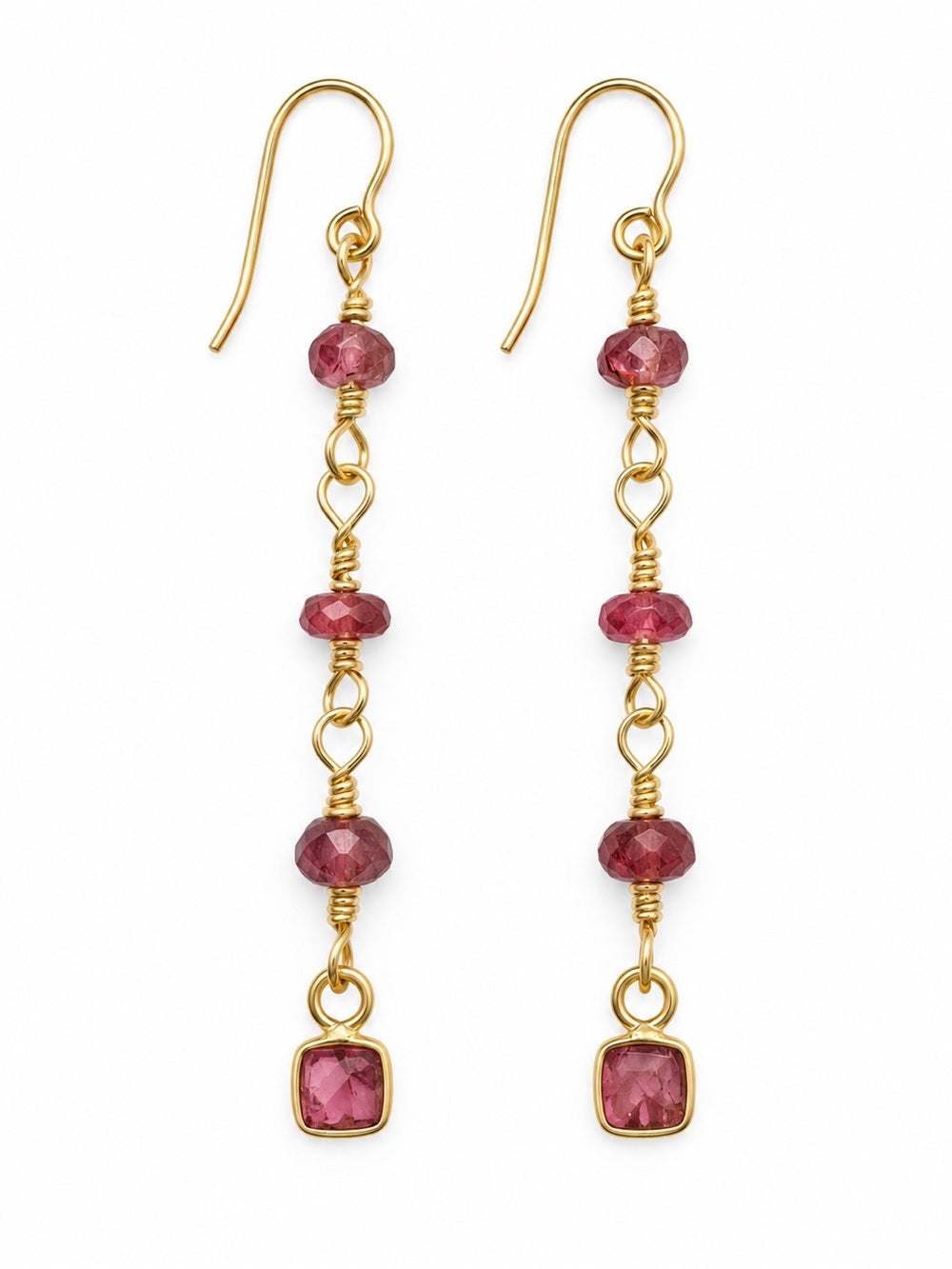 AWHK3 Pink Tourmaline Hook Earrings