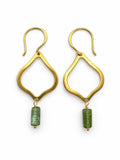 ALHK38 Green Tourmaline Lotus Hook Earrings