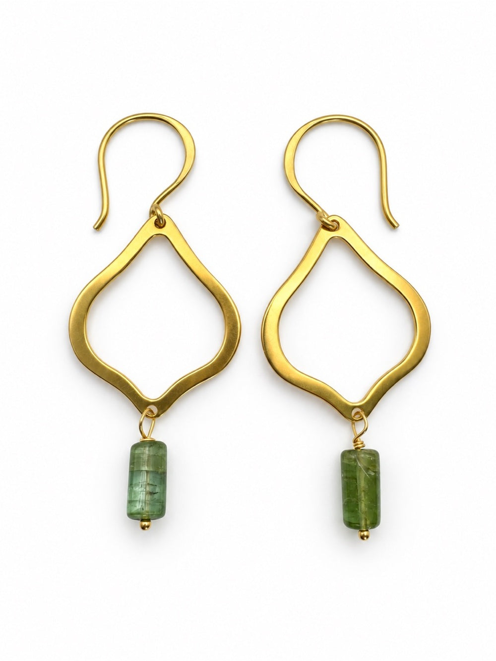 ALHK38 Green Tourmaline Lotus Hook Earrings