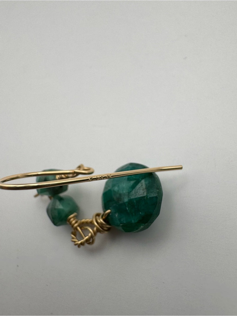 ALHK1 Emerald Hook Earrings