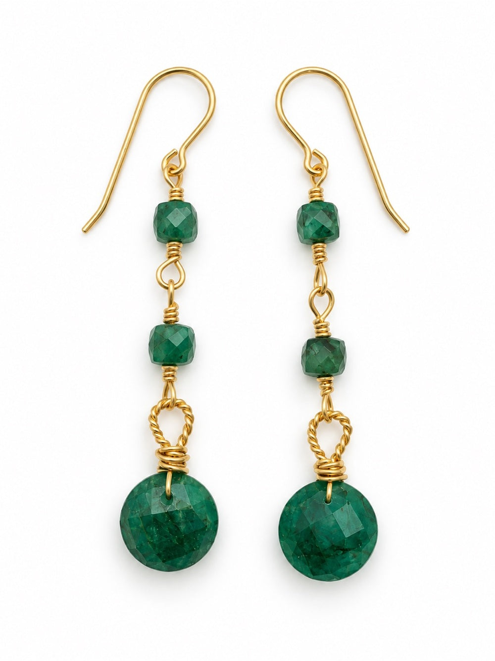 ALHK1 Emerald Hook Earrings