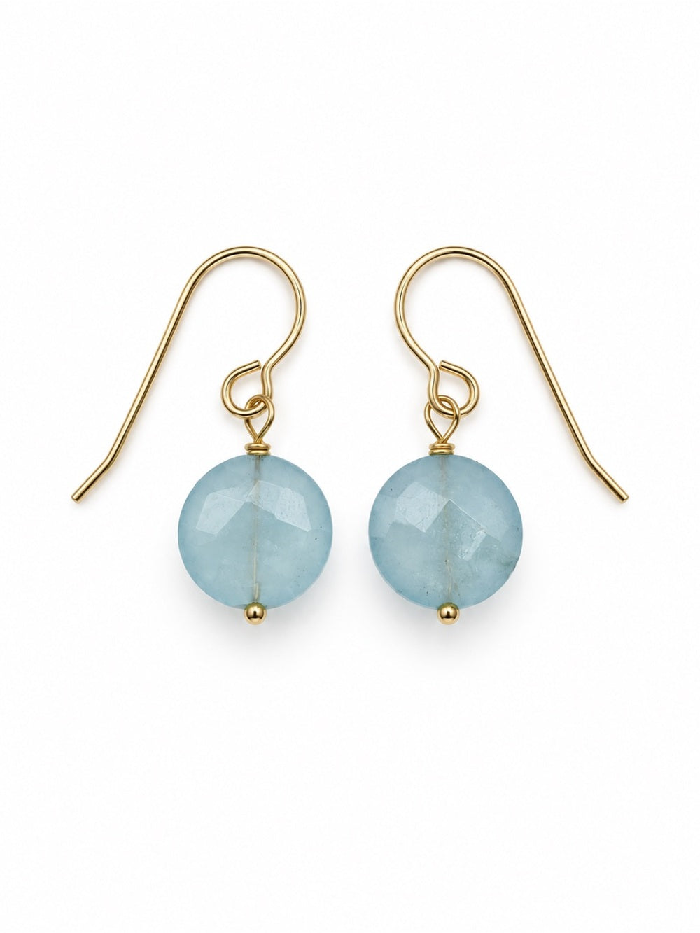 ALHK2 Aquamarine Coin Hook Earrings