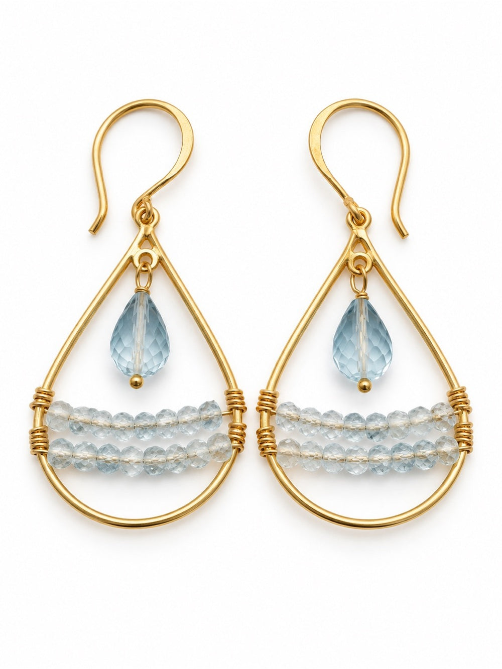 ALHK39 Blue Topaz Hook Earrings