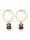 ALHP35 Smoky Quartz Lotus Hoops