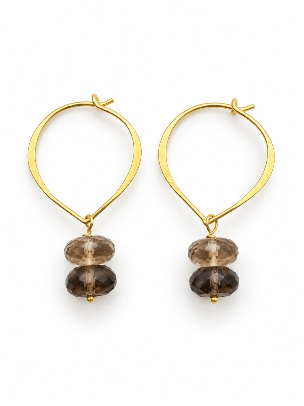 ALHP35 Smoky Quartz Lotus Hoops