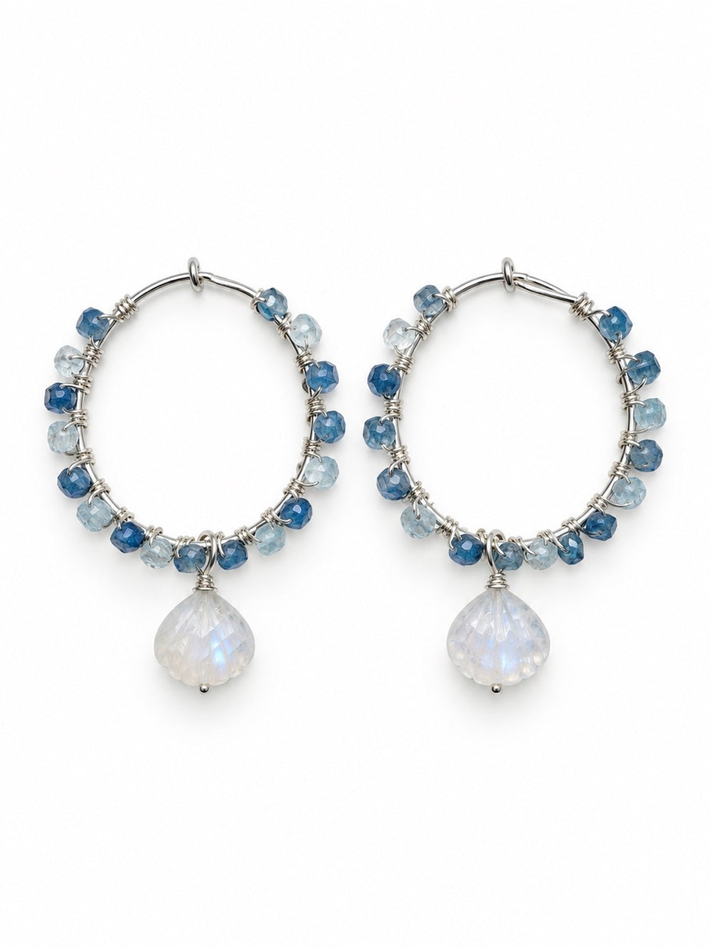 AMTH1 Moonstone Seashell Hoops