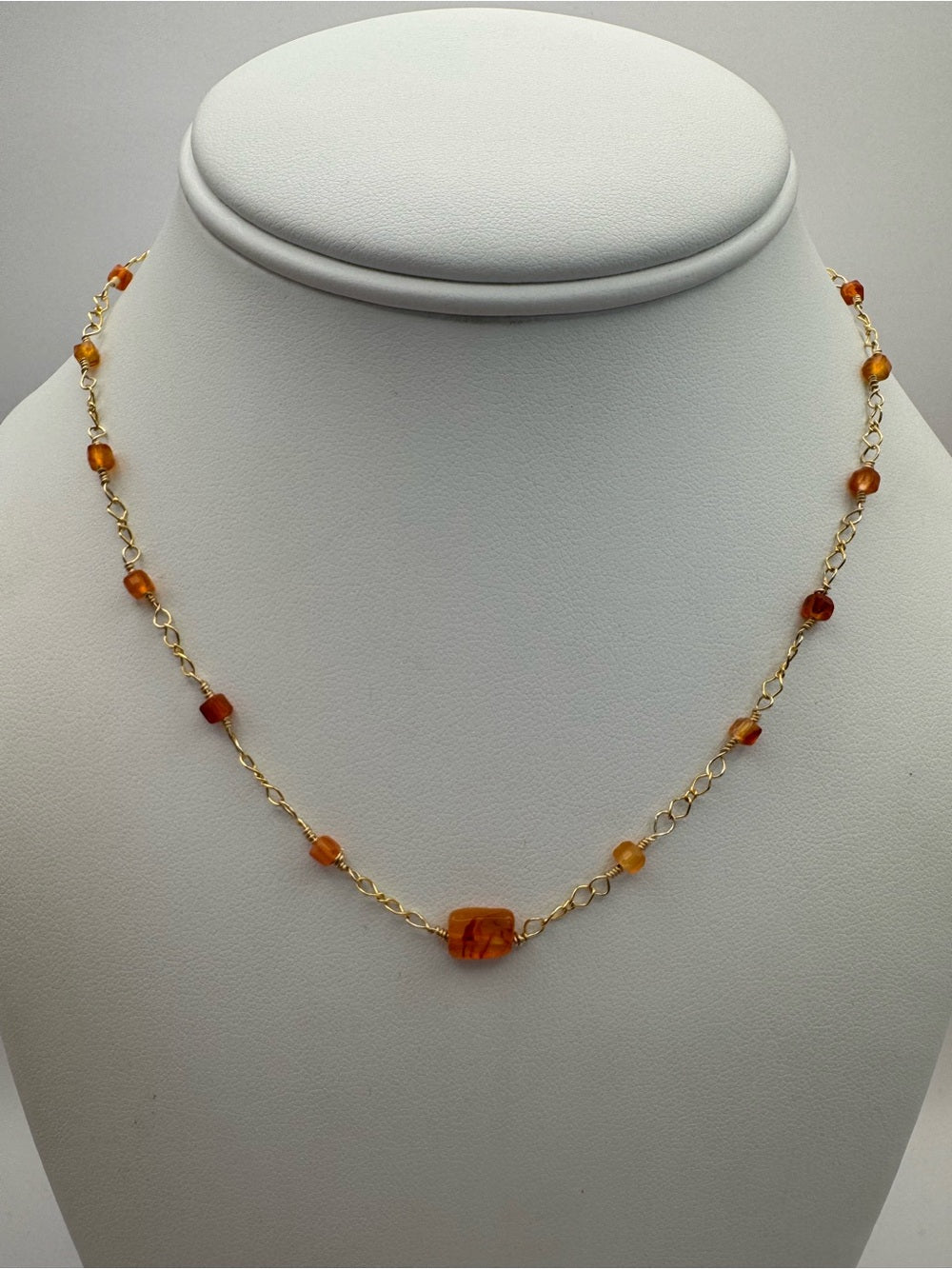 Carnelian Stationary Gold Filled Necklace (ALN10)