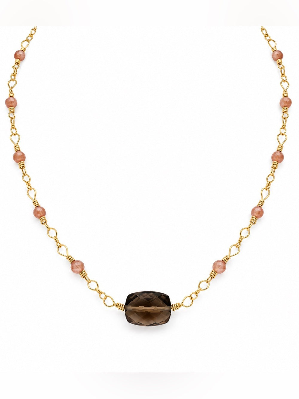 Rhodochrosite and Strawberry Quartz Gold Filled Necklace (AWN33)