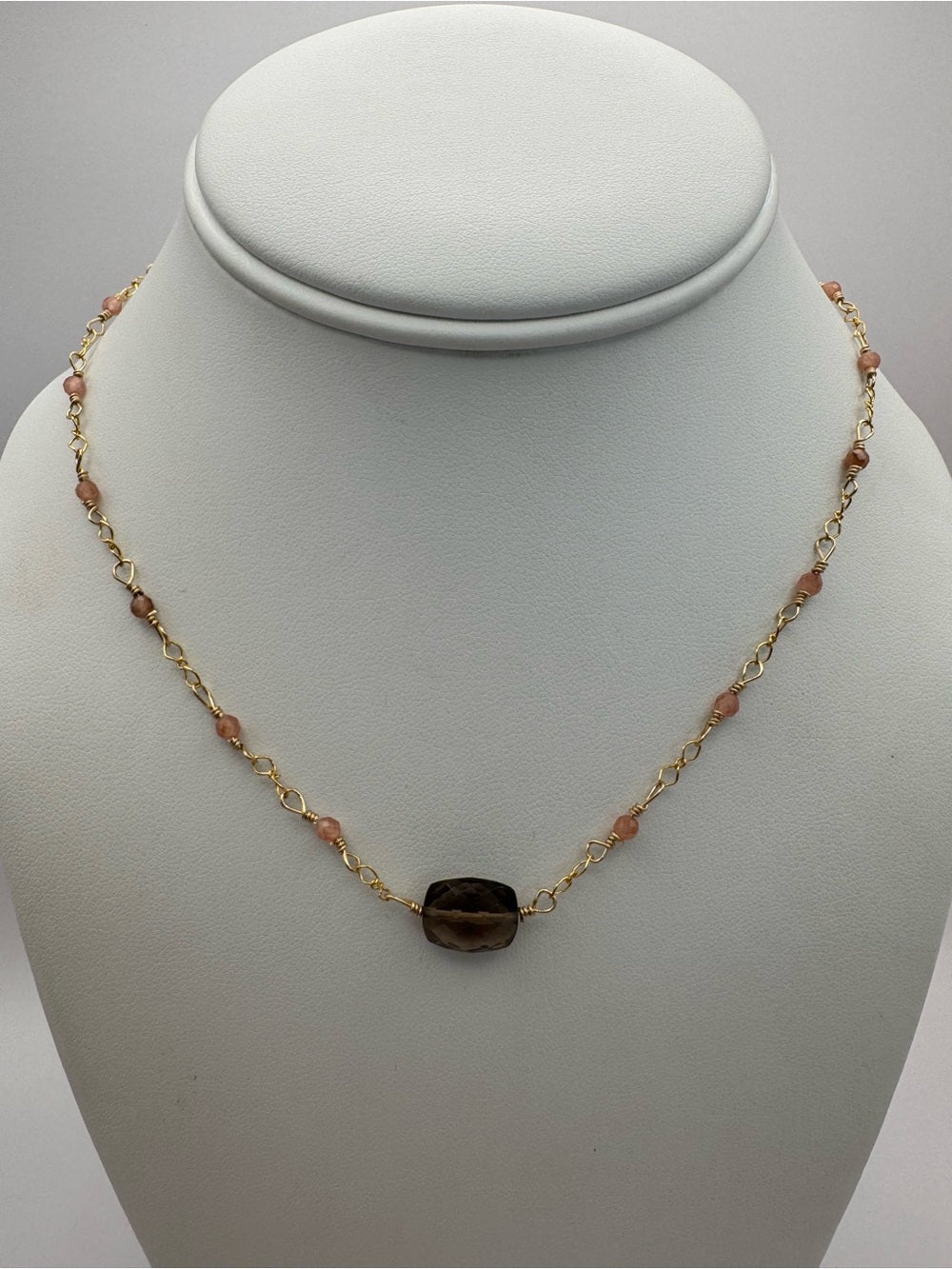 Rhodochrosite and Strawberry Quartz Gold Filled Necklace (AWN33)