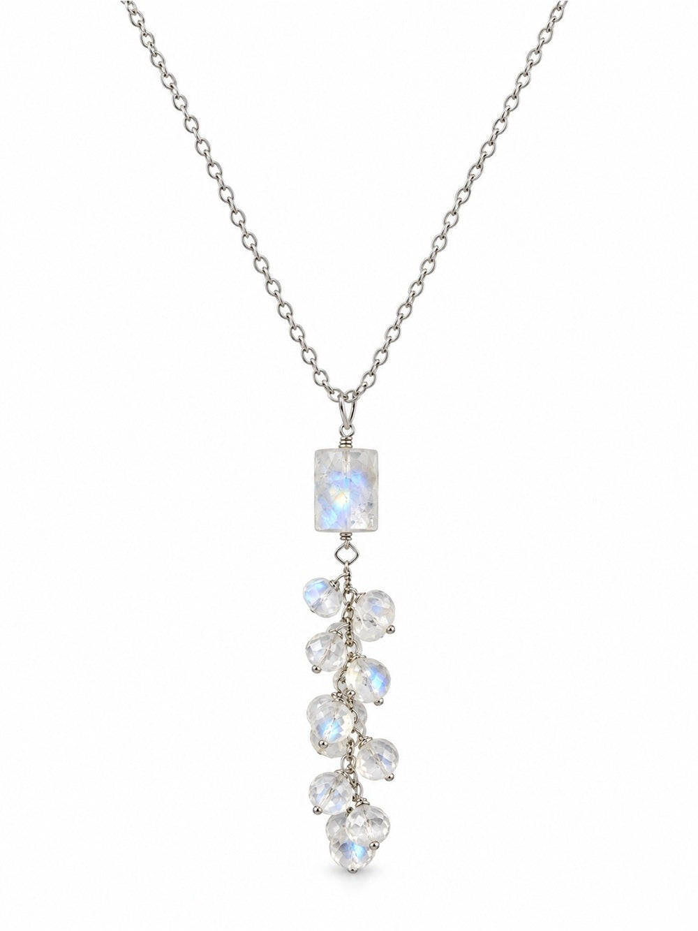 Moonstone Cluster Lariat Necklace (AWN4)