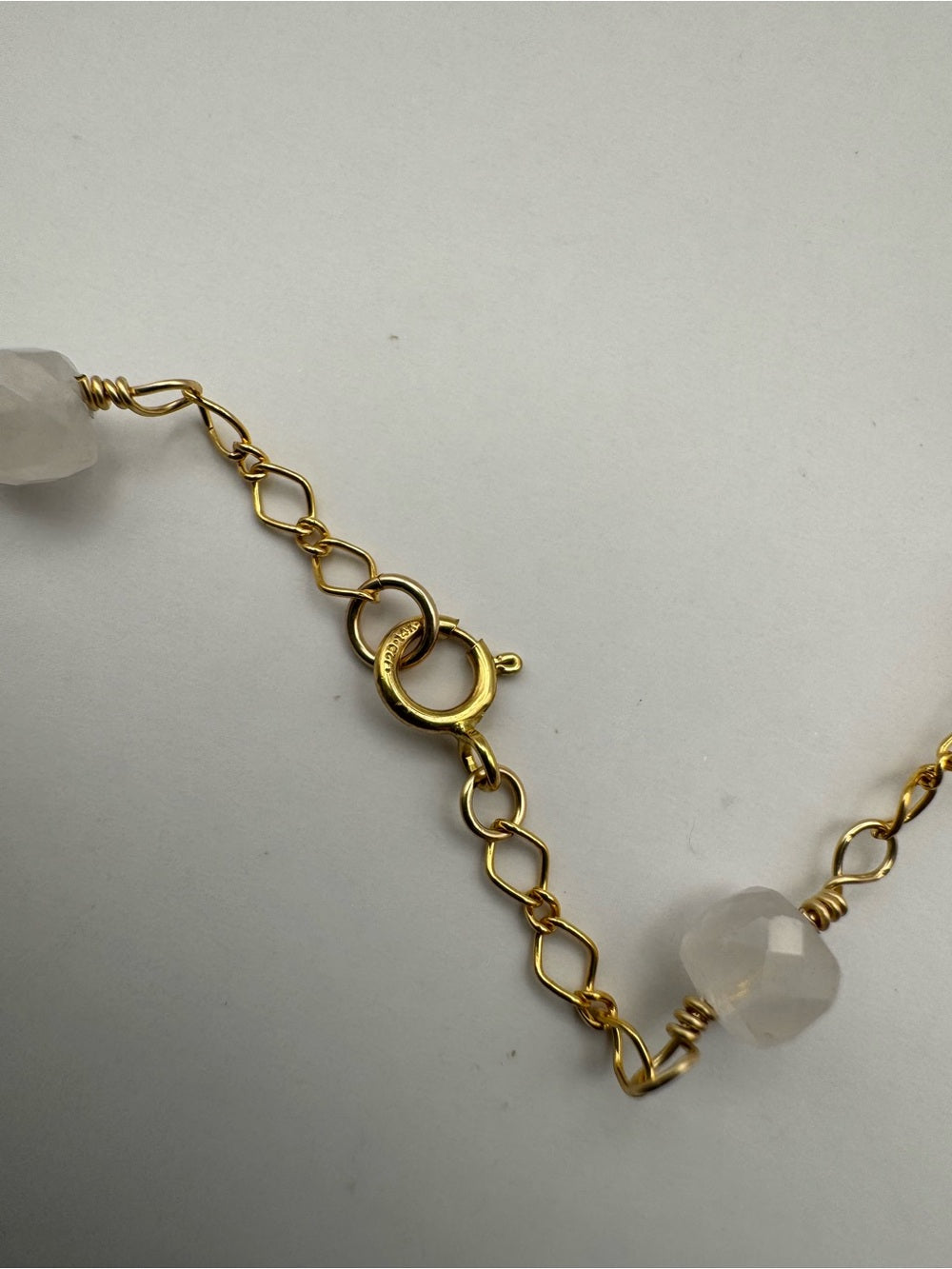 Rose Quartz Diamond Shaped Gold Filled Necklace (AWN6)
