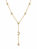 Bezel Moon Lariat Necklace