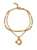 Double Chain Moon Bracelet