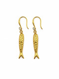 Gold Little Fish Hook Earrings