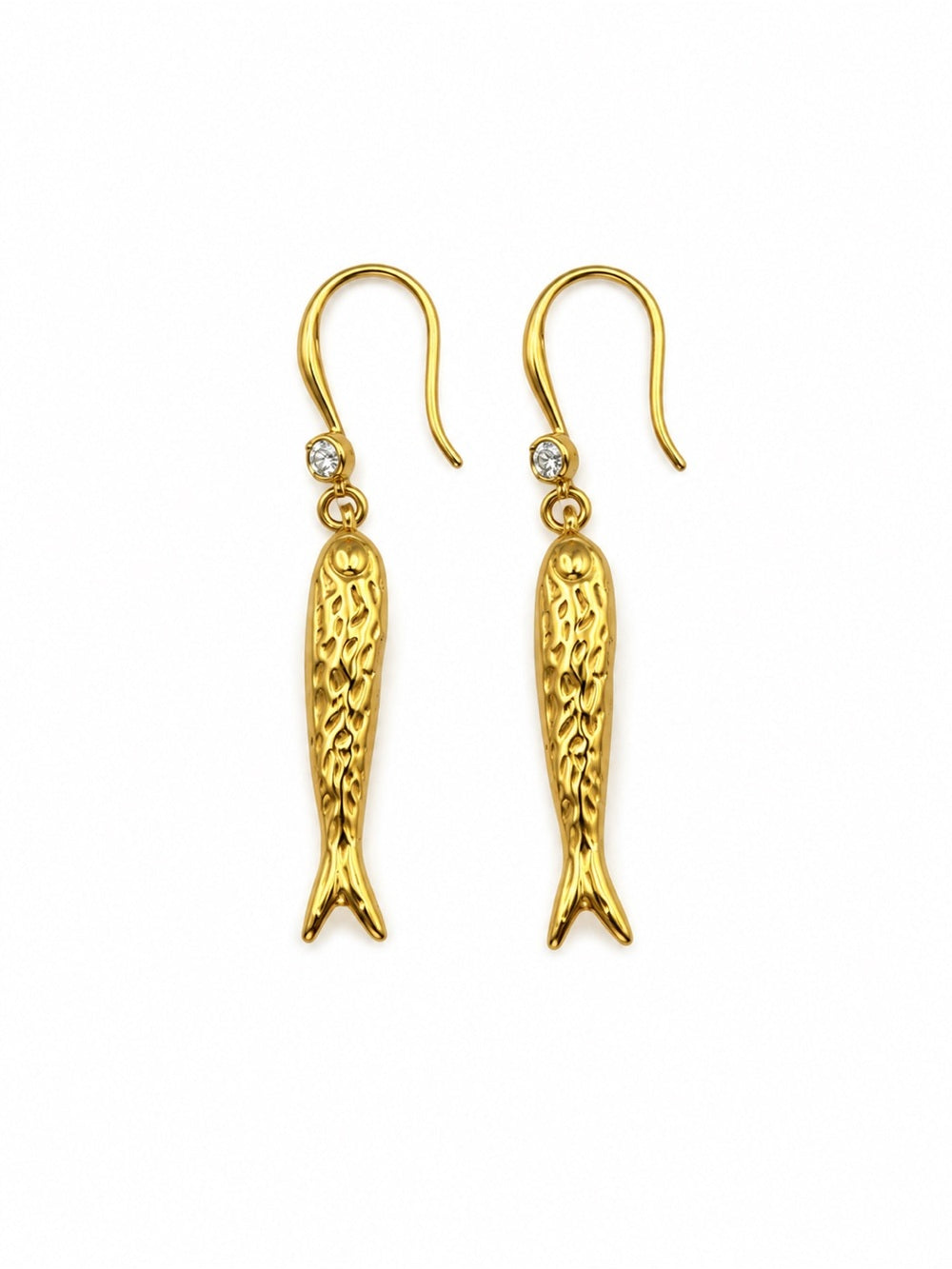 Gold Little Fish Hook Earrings