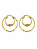 Gold Double Hoop Ball Earrings