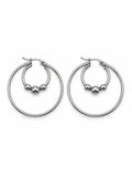 Silver Double Hoop Ball Earrings