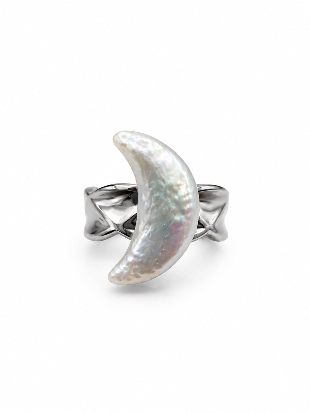 Pearl Moon Geometric Band Ring