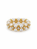 Stretchy Freshwater Pearl Gold Sparkle Ring
