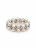 Stretchy Freshwater Pearl Silver Sparkle Ring