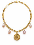 Freshwater Pearl & Coin Charm Necklace